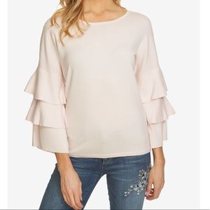 CeCe Women's Tiered-Sleeve Pullover Sweater light pink